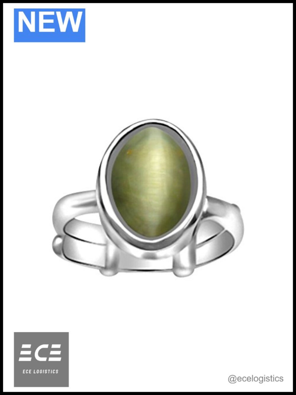 12.25 Ratti Natural Cat's Eye Oval Solitaire Adjustable Silver Ring